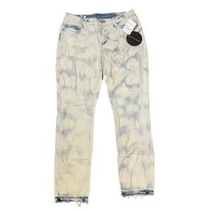 Article Of Society Women Carly Skinny Crop‎ Jeans Frayed Hem Bleach Denim 27 NWT